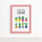 Quadro Decorativo Lhama Cactos Love 22x32cm Mold. Rosa