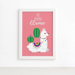 Quadro Decorativo Lhama No Drama 22x32cm Mold. Branca