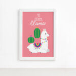 Quadro Decorativo Lhama No Drama 33x43cm Mold. Branca