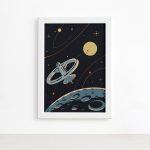 Quadro Espaço Retrô Base Aérea Mold Branca 22x32cm