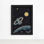 Quadro Espaço Retrô Base Aérea Mold Preta 33x43cm