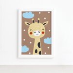 Quadro Infantil Girafa Animais Mold Branca 22x32cm