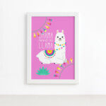 Quadro Lhama Drama Need No 33x43cm Mold. Branca