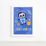 Quadro Personalizado Panda Astronauta Moldura Branca 33x43cm