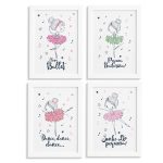 Quadros de Bailarinas Moldura Quarto Frases Ballet 22x32cm