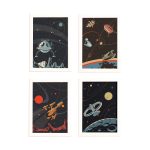 Quadros Decorativos Espaço Retrô Kit 4un Mold Branca 22x32cm