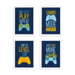 Quadros Decorativos Gamer Geek Kit 4un Mold Branca 22x32cm