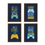 Quadros Decorativos Gamer Geek Kit 4un Mold Marrom 22x32cm