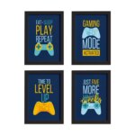 Quadros Decorativos Gamer Geek Kit 4un Mold Preta 22x32cm