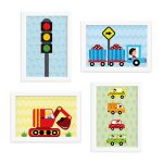 Quadros para Quarto Carros na Cidade 33x43cm Mold Branca 4un