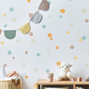 Adesivo de parede bolinhas infantil quarto azul laranja