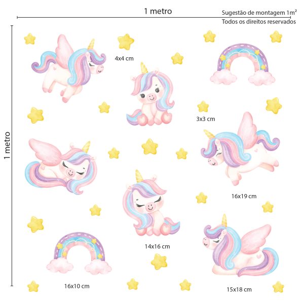 Adesivo de Parede Unicórnios para Quarto de Menina Infantil - Imagem 2