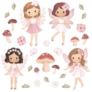 Adesivo de Parede Quarto Menina Jardim Infantil Fadas
