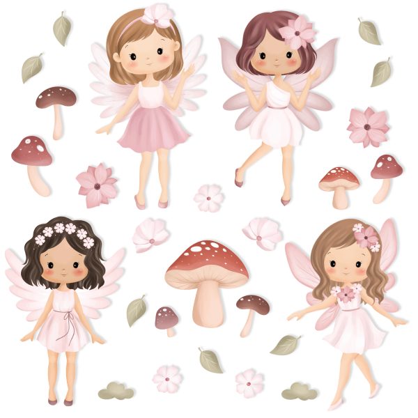 Adesivo de Parede Quarto Menina Jardim Infantil Fadas