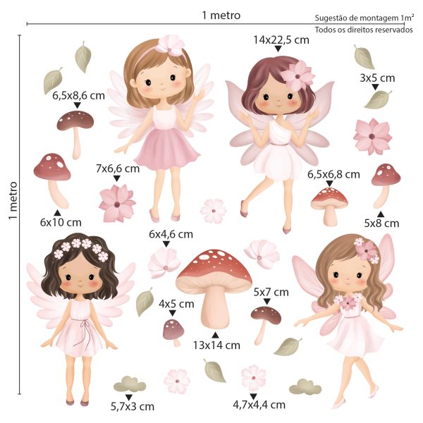 Adesivo de Parede Quarto Menina Jardim Infantil Fadas - Imagem 2