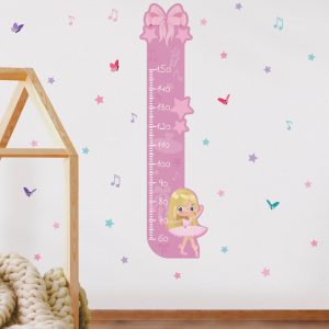 Adesivo de Parede Bailarina Menina Cabelo Loiro Longo Régua