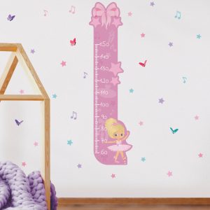 Adesivo Infantil Bailarina Menina Cabelo Loiro Régua Medidora