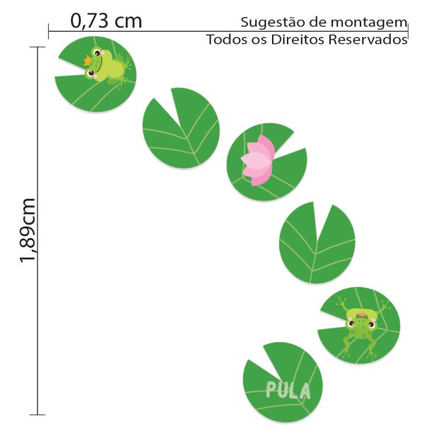 Adesivo de Chão Circuito do Sapo Pula Pula Folhas Verde Vivo - Imagem 2
