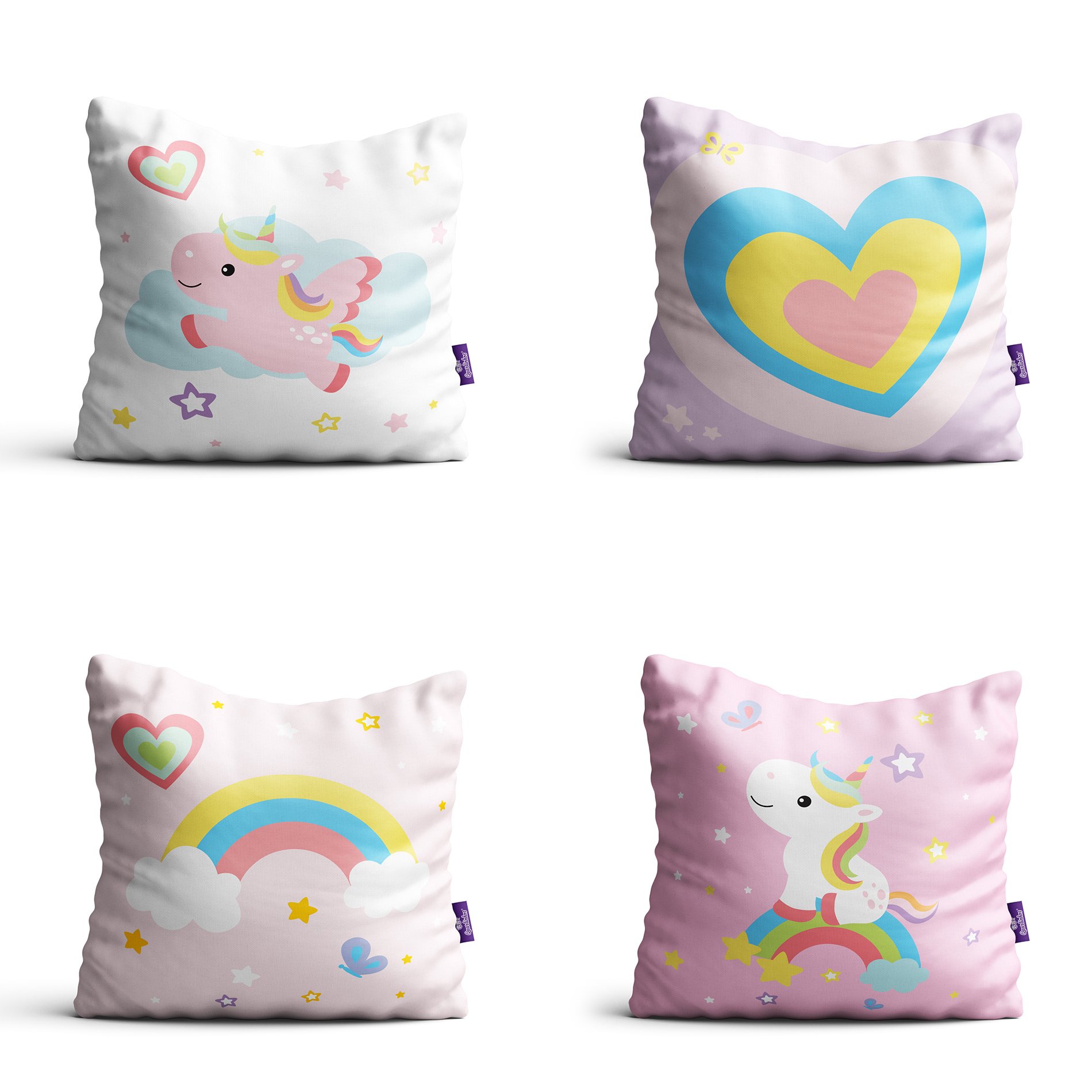 Almofada Unicornio para Quarto de Menina Kit 4un 35x35cm