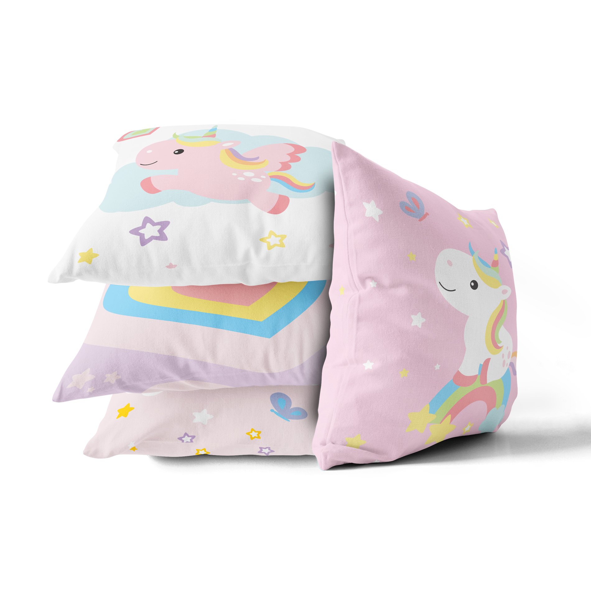 Almofada Unicornio para Quarto de Menina Kit 4un 35x35cm - Imagem 2