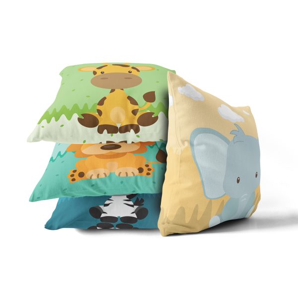 Almofadas Animais Safari para Quarto Infantil 35x35 kit 4un - Imagem 3