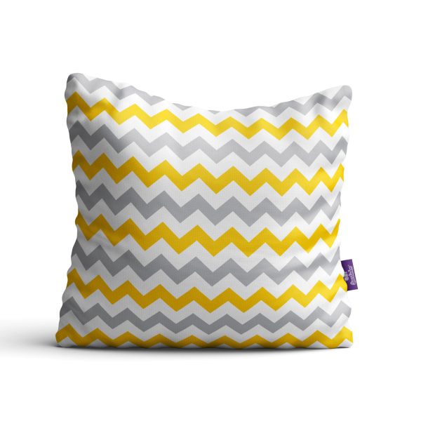 Kit de Almofadas Chevron Amarela e Cinza 2un 35x35cm - Imagem 2