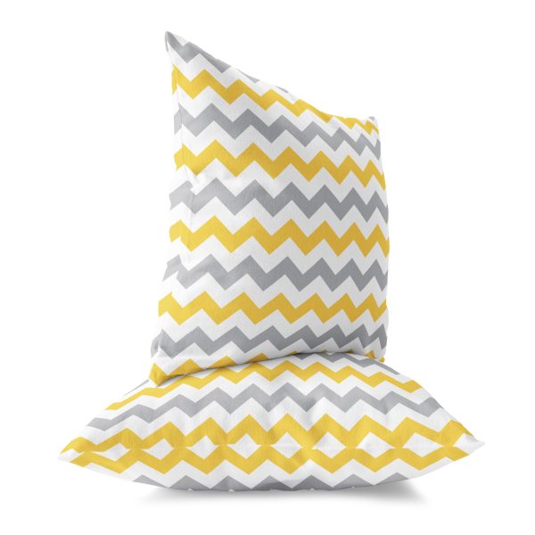 Kit de Almofadas Chevron Amarela e Cinza 2un 35x35cm - Imagem 3