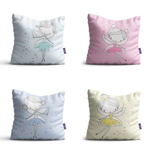 Kit Almofadas Meninas Infantil Fadas 35x35cm 4un