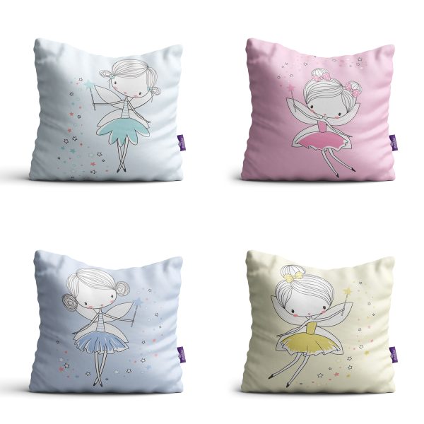 Kit Almofadas Meninas Infantil Fadas 35x35cm 4un