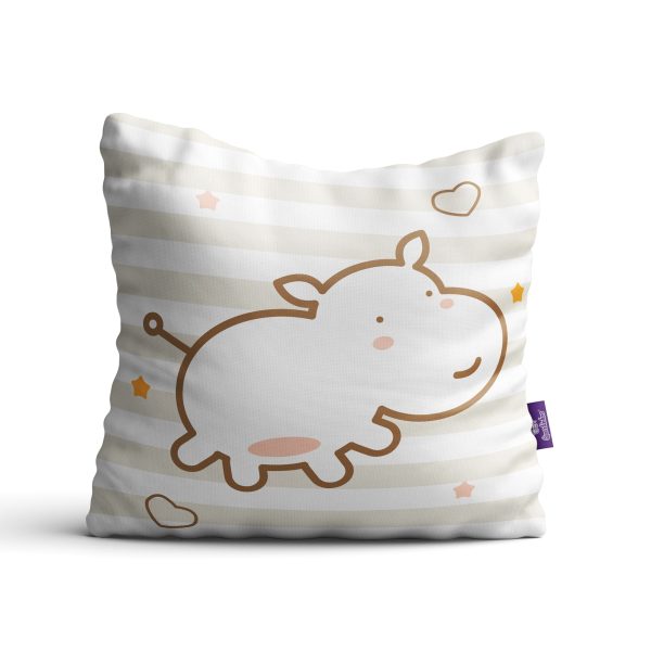 Kit Almofadas para Quarto de Bebê Girafa e Hipopótamo 2un 35x35cm - Imagem 4