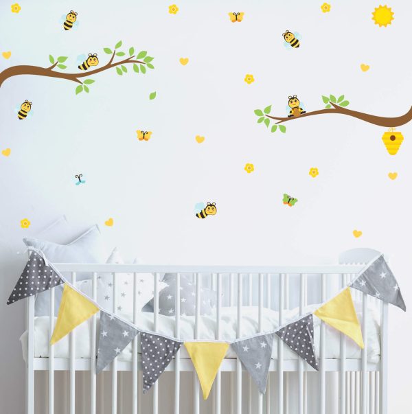 Adesivo de Parede Galhos Infantil Abelhas