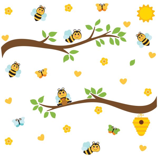 Adesivo de Parede Infantil Galhos Abelhas e Flores - Imagem 3