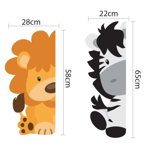 Adesivo de Parede Infantil Animais Safari Leão e Zebra Porta - Imagem 2