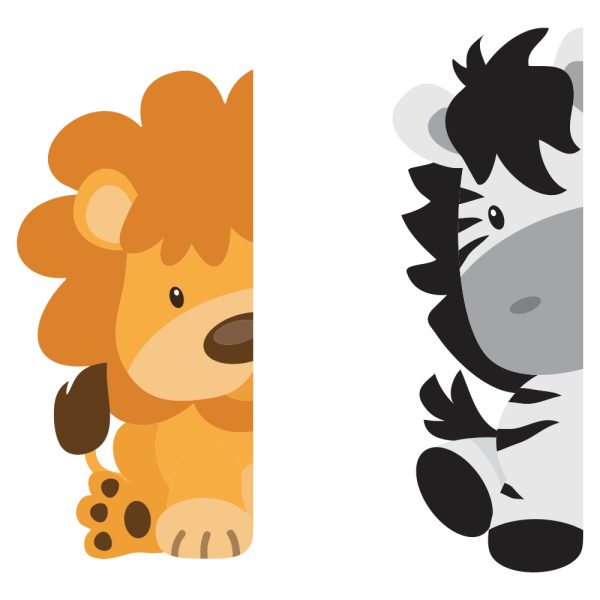 Adesivo de Parede Infantil Animais Safari Leão e Zebra Porta - Imagem 3