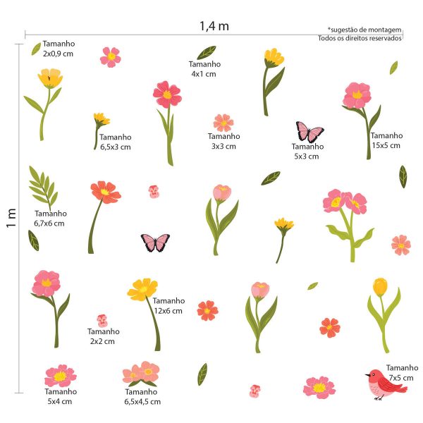 Adesivo de Parede Flores Jardim Quarto de Menina Infantil - Imagem 3