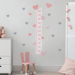 Adesivo Corações Tons de Rosa Régua Crescimento Glitter