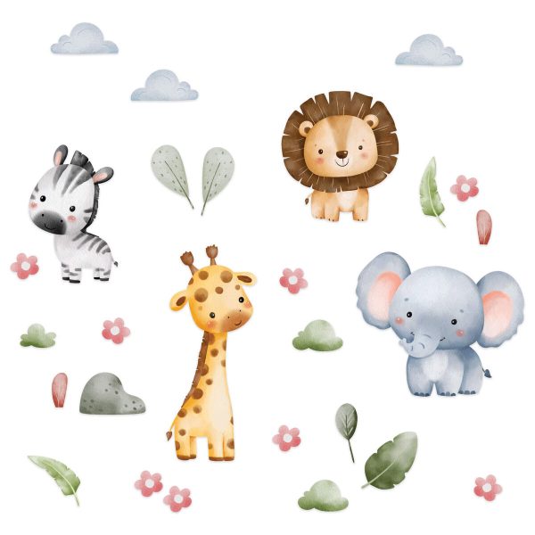 Adesivo Safari para Quarto Infantil Animais Aquarela Zoo - Imagem 3