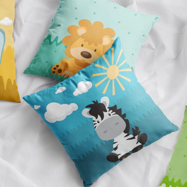 Almofadas Animais Safari para Quarto Infantil 35x35 kit 4un - Imagem 2