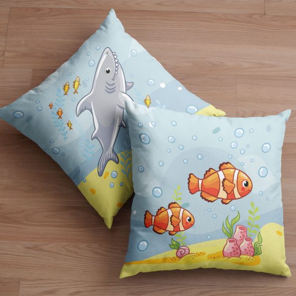 Almofadas Fundo do Mar Kit 4un 35x35cm - Imagem 3