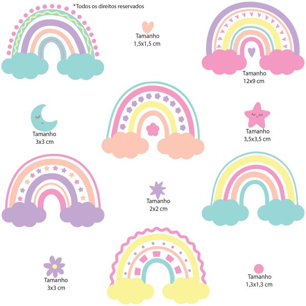 adesivo de parede menina arco iris