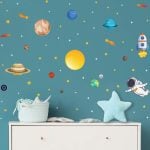 Adesivo de Parede Infantil Espaço e Astronauta