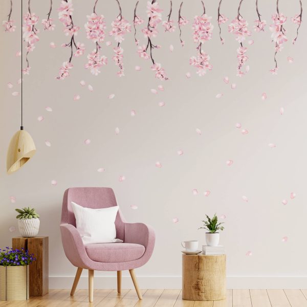 Adesivo de Parede Floral Quarto e Sala Ramos Cerejeira Rosa - Imagem 2