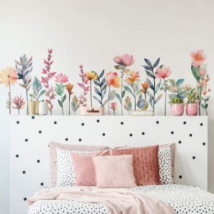 Adesivo de Parede Floral Flores Jardim Folhagem Quarto 33un