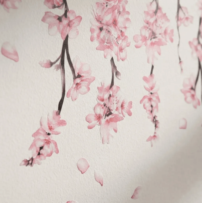 Adesivo de Parede Floral Quarto e Sala Ramos Cerejeira Rosa - Imagem 2
