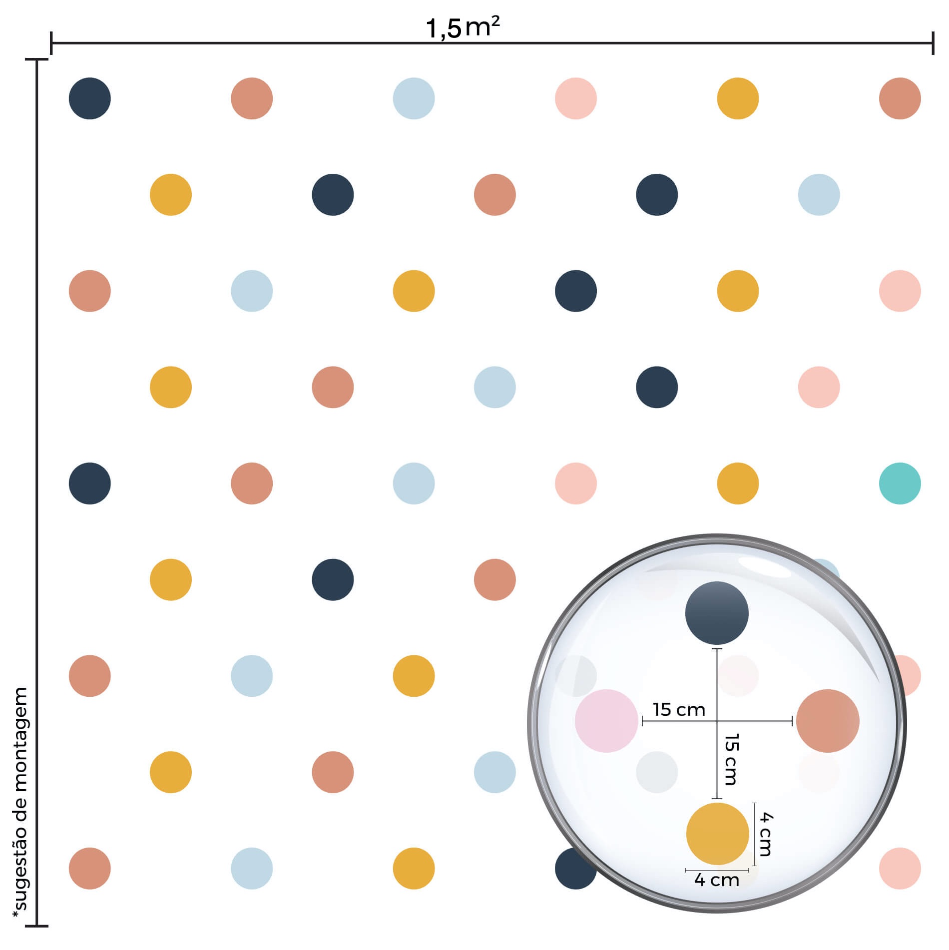 Adesivo de Parede Bolinhas Quarto Menina Infantil Boho 80un - Imagem 3