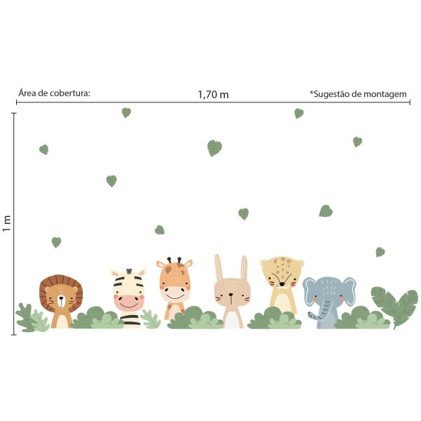 Adesivo de Parede Animais Safari Quarto Infantil Selva - Imagem 4