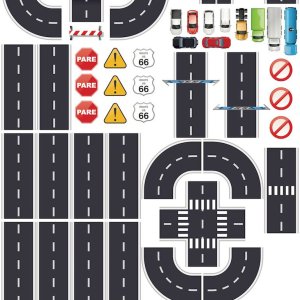 Adesivo de Parede Quarto Infantil Ruas e Carros