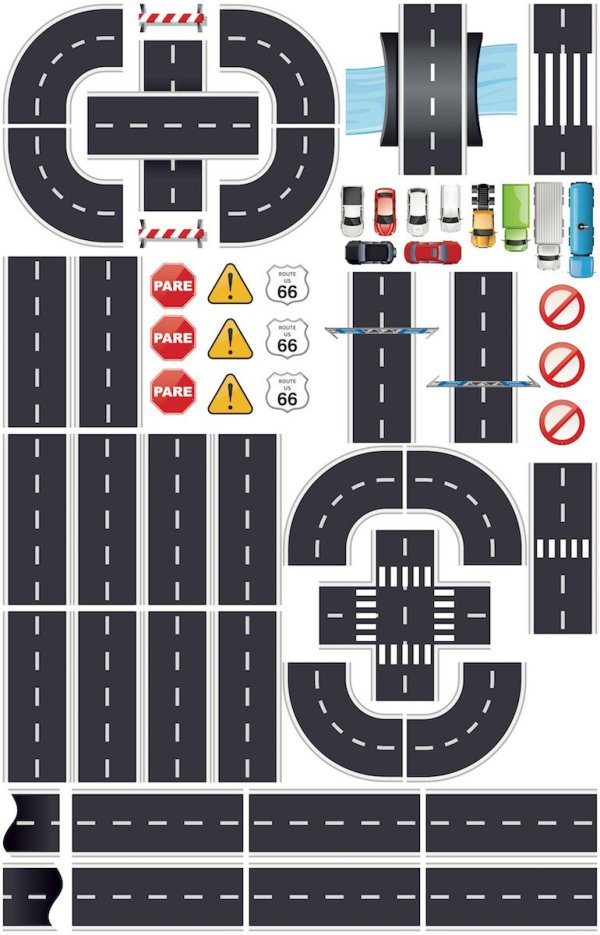 Adesivo de Parede Quarto Infantil Ruas e Carros