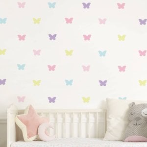 Adesivo de Parede Borboletas Quarto de Menina Tons Pastéis
