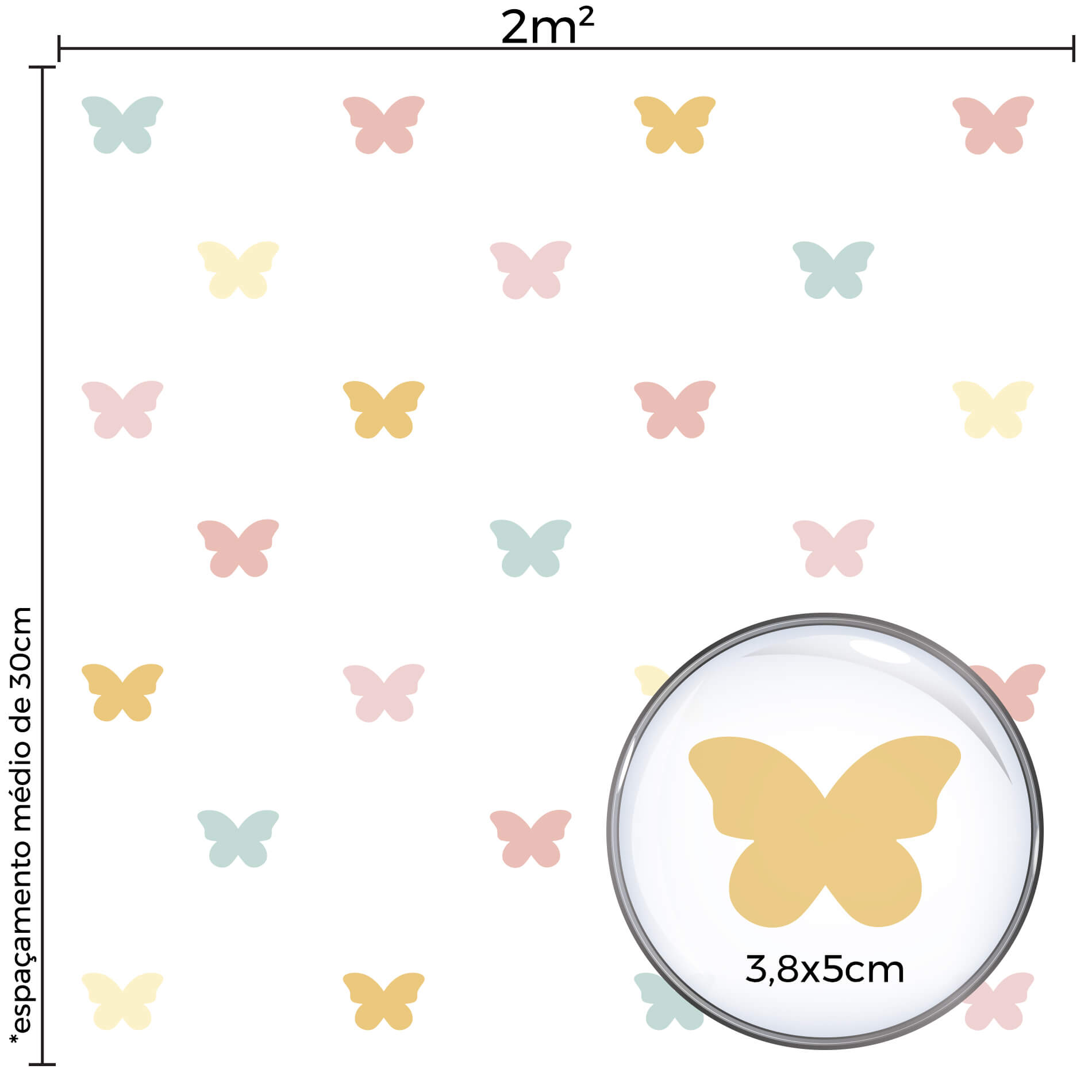 Adesivo de Parede Borboletas Menina Quarto Infantil Colorido - Imagem 2